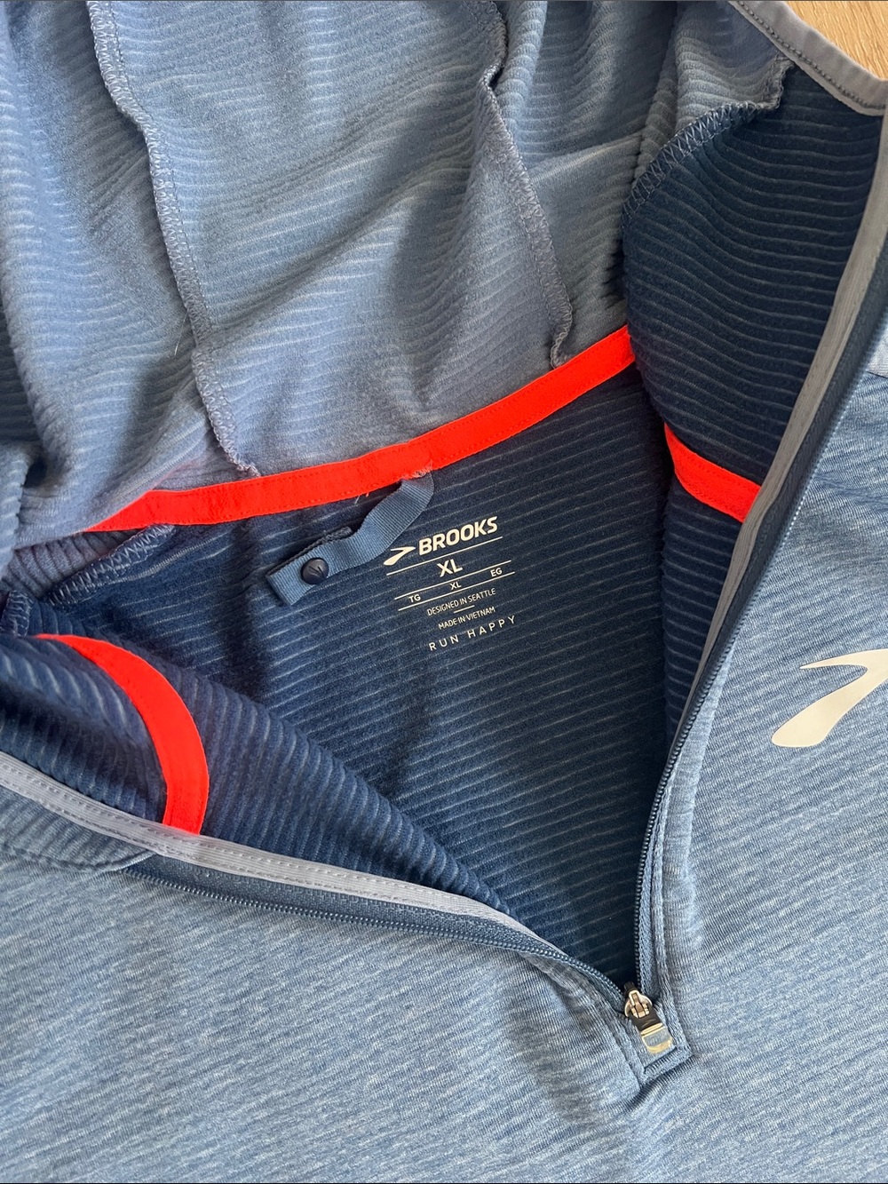Brooks - Two-Tone Blue Running Hooded Half-Zip Pullover, Great Condition!